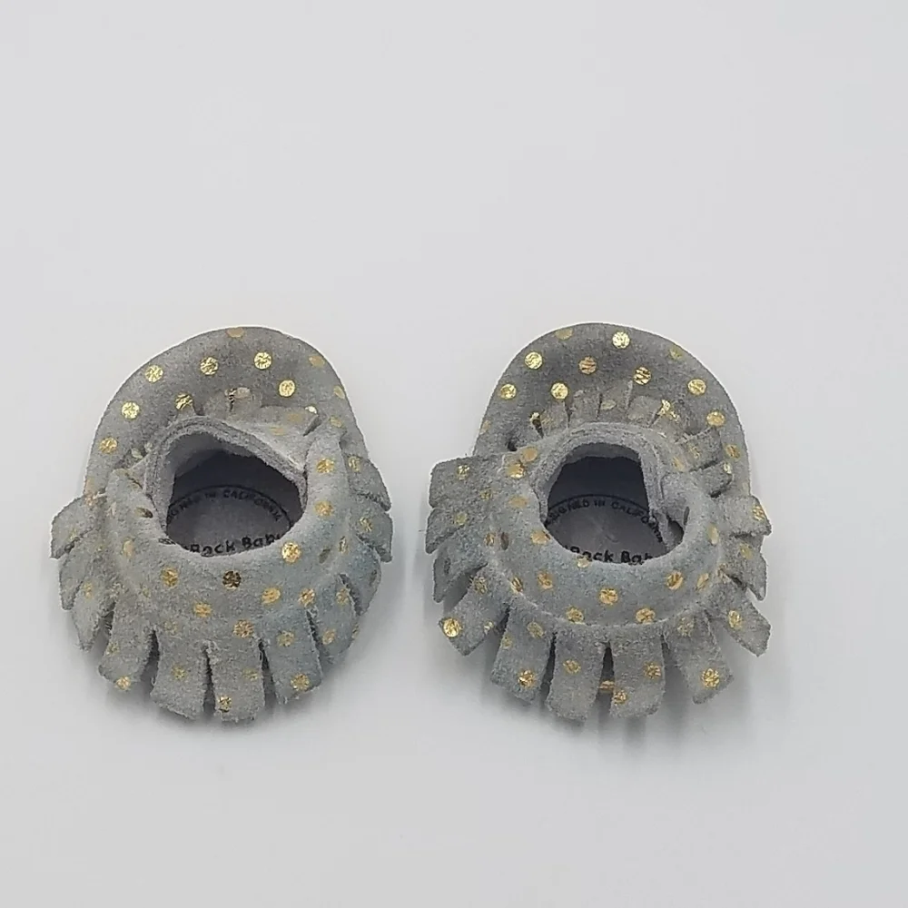 Bird Rock Baby Polka Leather Fringe Moccasins 2T